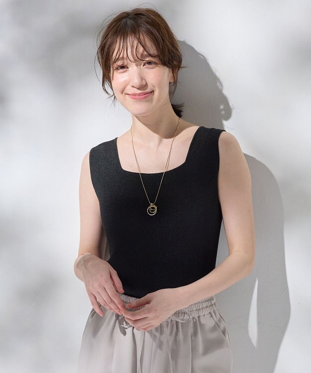 ANY リブニットタンクトップ チャコール×ラメ