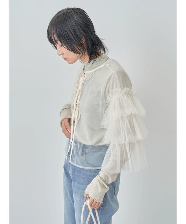 Green Parks ・ＥＬＥＮＣＡＲＥ　ＤＵＥ　２ｗａｙチュールブラウス Ivory