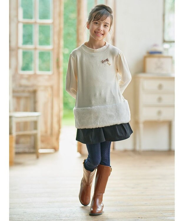 組曲 KIDS 【110-140㎝】ファー トレーナー オフホワイト系