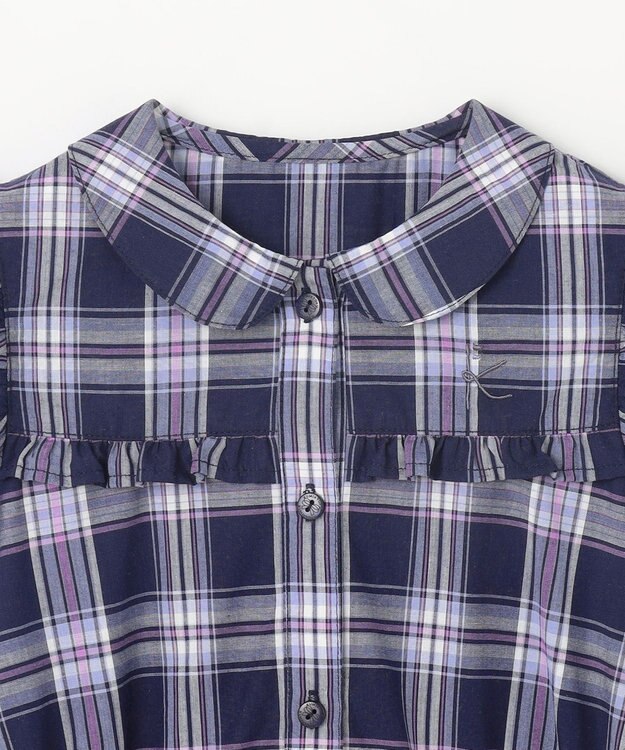 組曲 KIDS 【110-140㎝】プランタンチェック ワンピース ネイビー