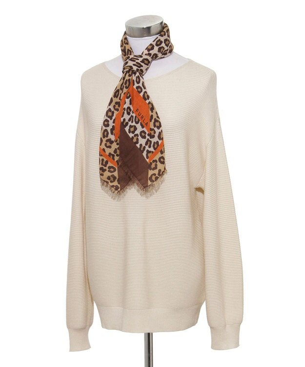 MOONBAT FURLA(フルラ）レオパードウールスカーフ 80×80㎝ ブラウン