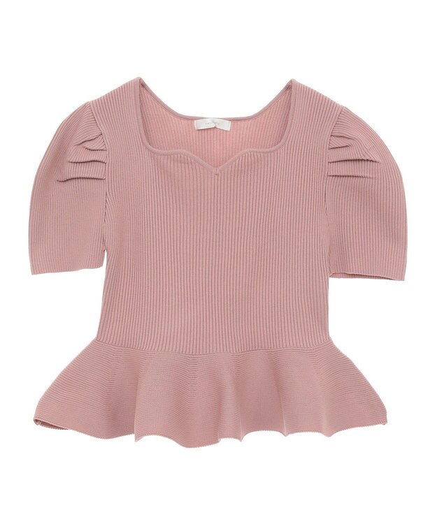 Green Parks ・ｓｗｉｎｇ　ｂｙ　ハートネックペプラムニット Off White