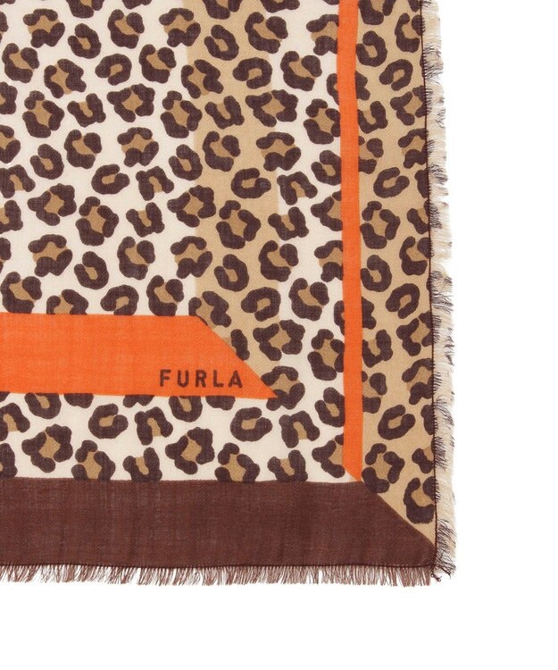 MOONBAT FURLA(フルラ）レオパードウールスカーフ 80×80㎝ ブラウン