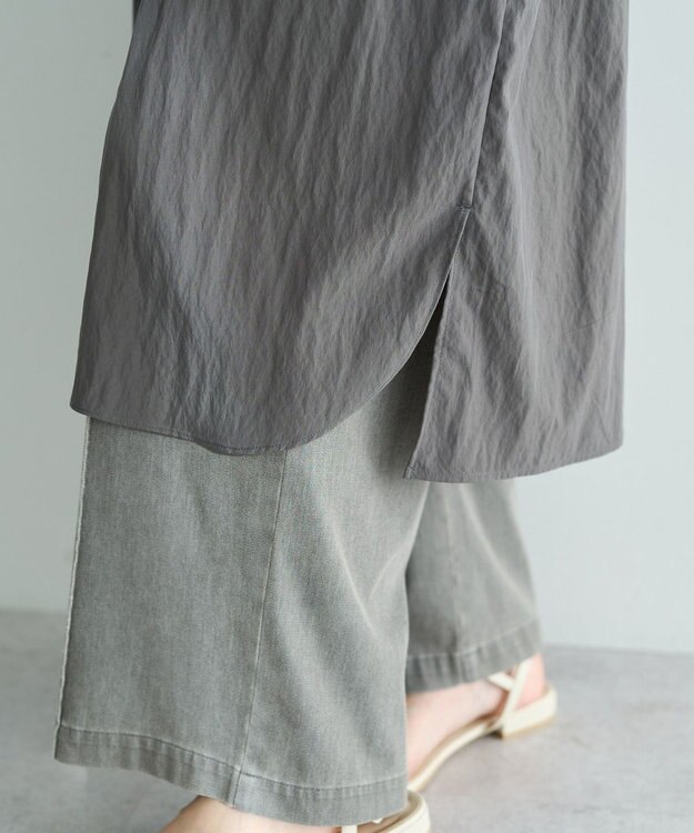 YECCA VECCA シアーMIXドロストデザインシャツワンピース Khaki