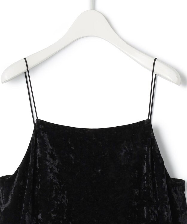 ICB 【洗える】 シアーベルベット キャミソールワンピース ブラック系