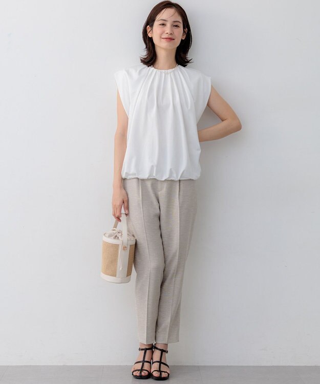 組曲 L 【先行予約】ライトリネンライクテーパード パンツ ベージュ系