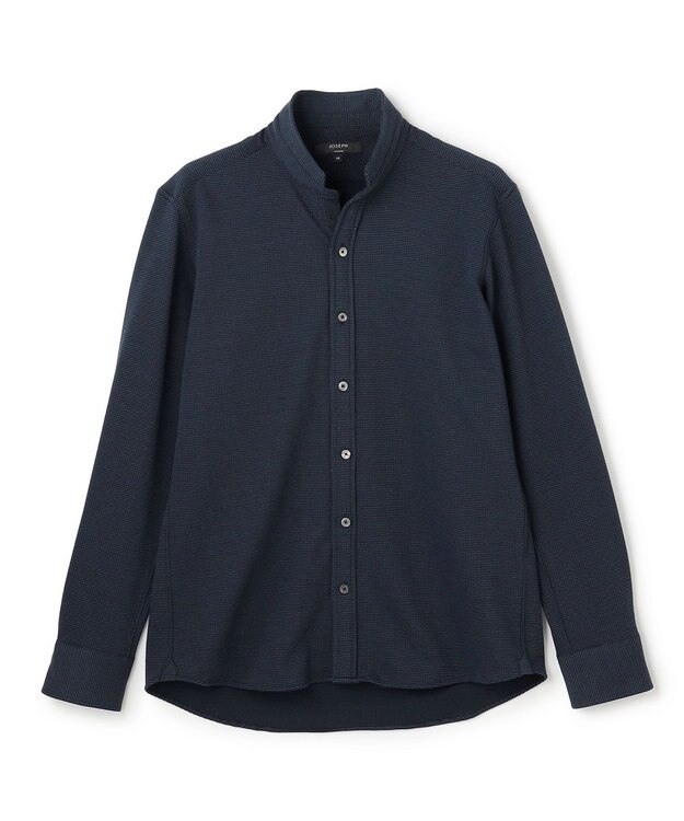 JOSEPH HOMME 【新素材】グリットタックジャージー　ウィングカラーシャツ ネイビー系