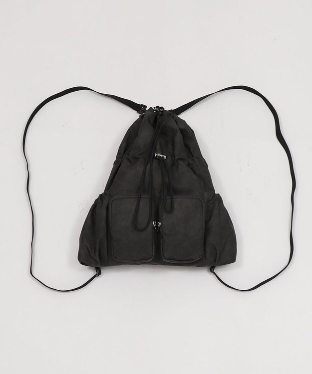 WEGO 【ユニセックス着用ITEM】2ポケットPUドロストナップサック グレー