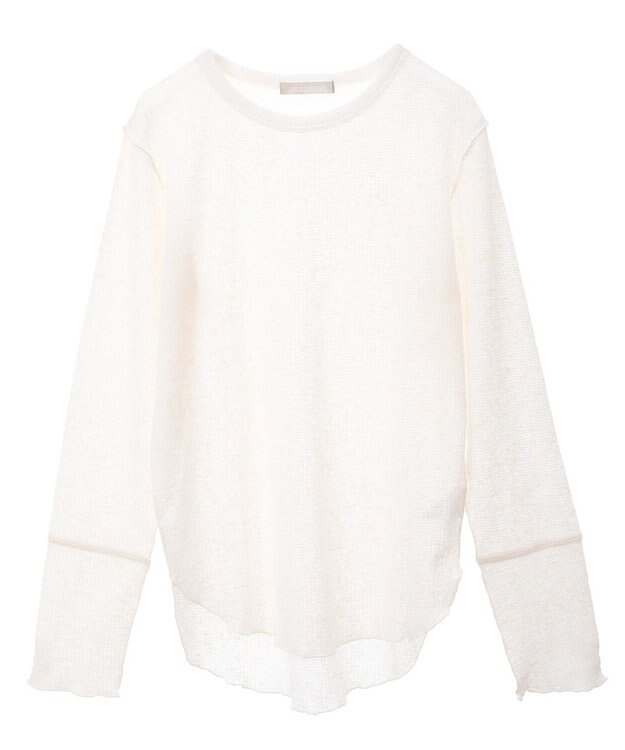 Green Parks シアーワッフルプルオーバー Ecru