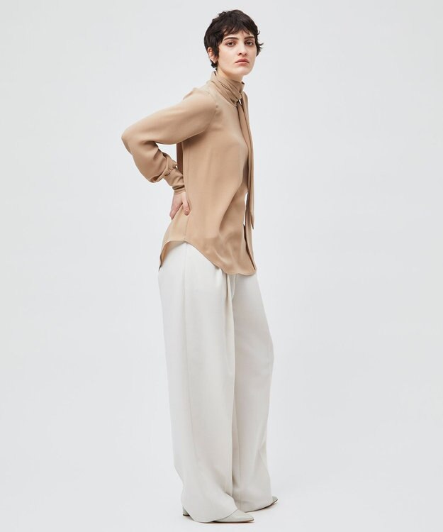 BEIGE， 【WEB限定・洗える】STOW / ボウタイブラウス Milk tea