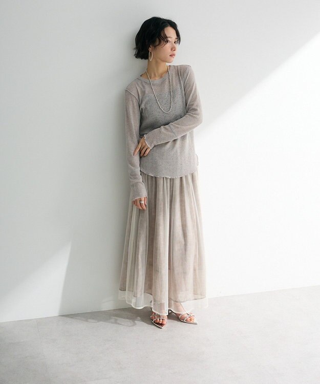 Green Parks シアーワッフルプルオーバー Gray