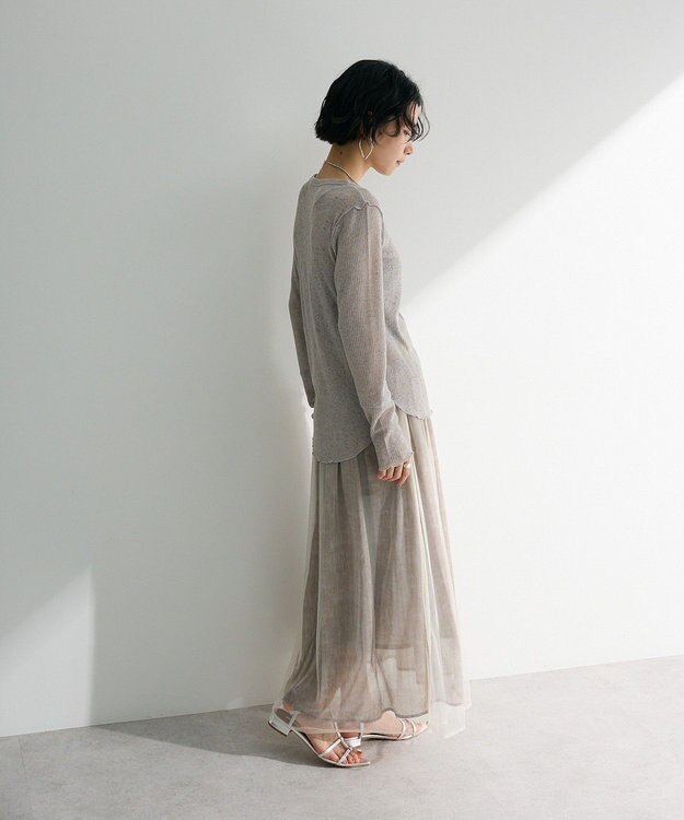 Green Parks シアーワッフルプルオーバー Gray