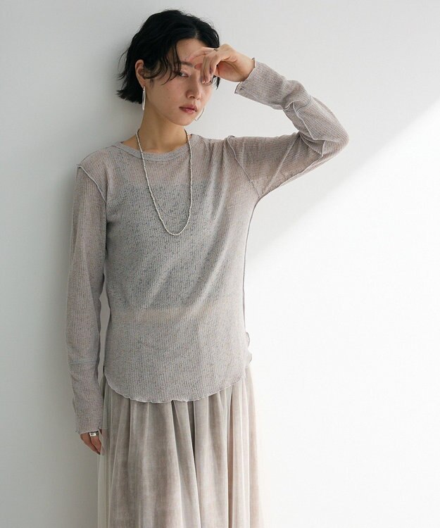 Green Parks シアーワッフルプルオーバー Gray