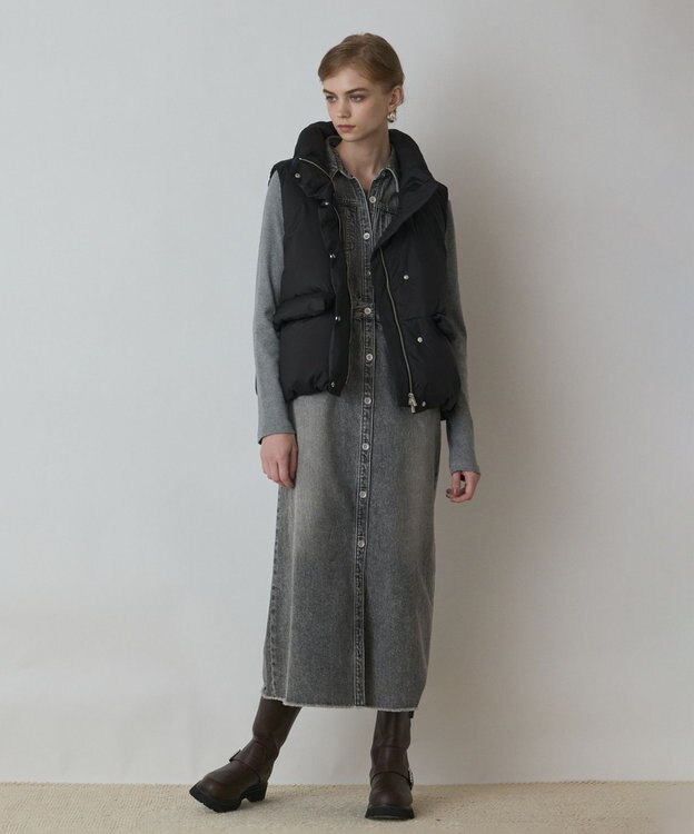 GRACE CONTINENTAL スタンドカラーダウンベスト ブラック