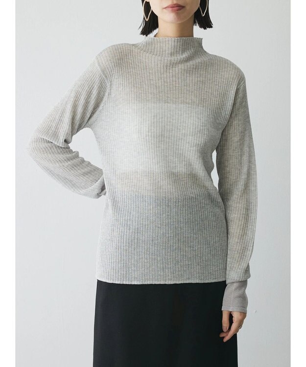 Green Parks AnriettMusee ラメ切替スリーブリブシアーニット Light Gray