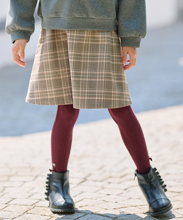 組曲 KIDS 【100-160㎝】トリオリボン タイツ バーガンディ系