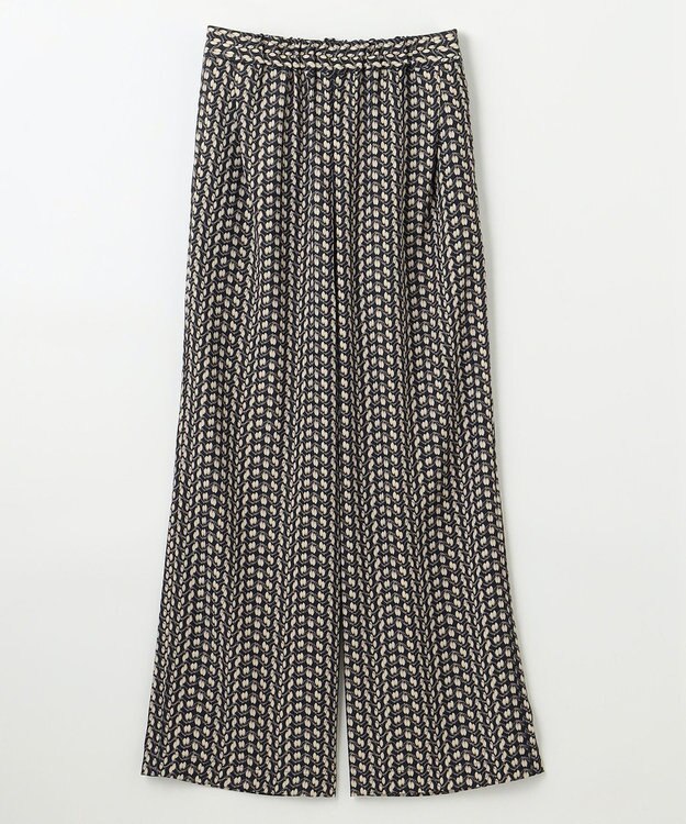 ANY 【洗濯機可/ウエストゴム】ウェーブプリントパンツ ブラウン