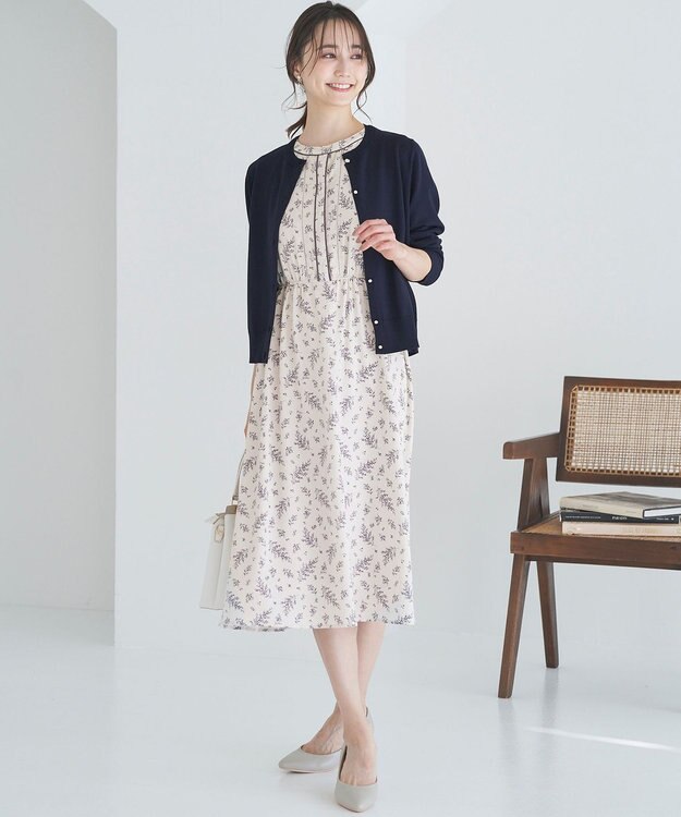 ANY SIS 【洗える】ミモザプリント ワンピース アイボリー系