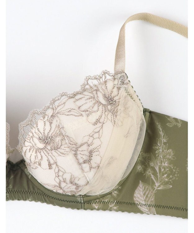 WACOAL ブラジャー 着やせシルエット 脇から背中のラインすっきり Gカップまで対応 大きいサイズ レディース BXC405 /ワコール オリーブ