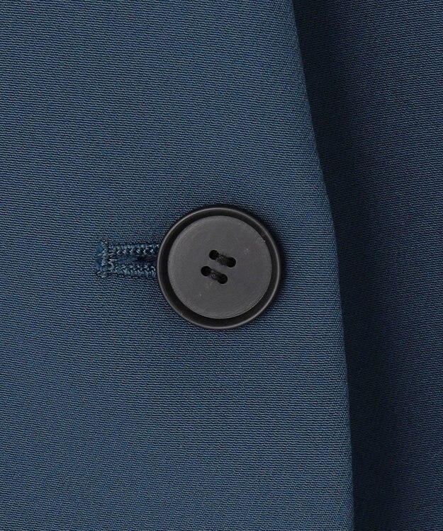 ICB 【洗える】トリプルクロスツイル ノーカラージャケット サルートブルー系