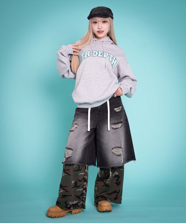 WEGO 【ユニセックス着用ITEM/MLサイズ展開】カレッジプルパーカー 杢グレー