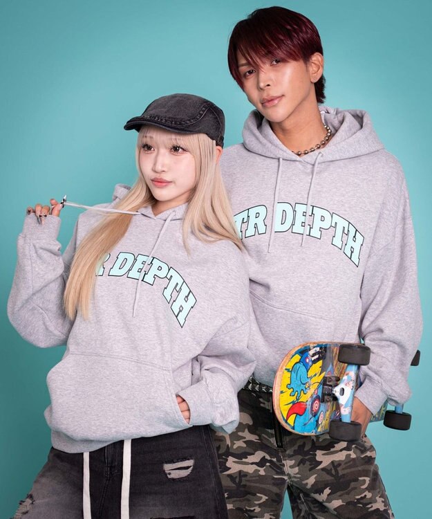 WEGO 【ユニセックス着用ITEM/MLサイズ展開】カレッジプルパーカー 杢グレー