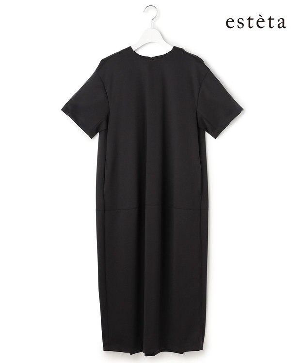 23区 【エステータ】ネオプレンサテン コクーンワンピース ブラック系