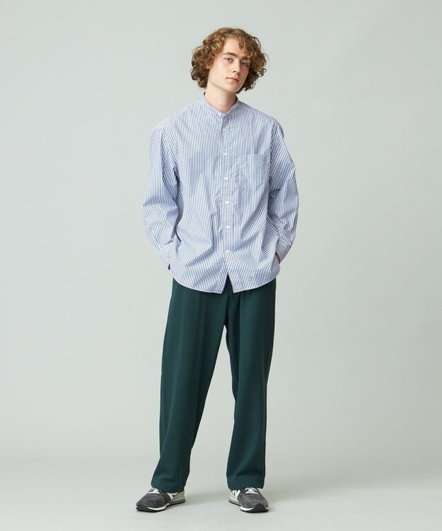 J.PRESS YORK STREET 【UNISEX】タイプライターストライプ バンドカラーシャツ ブルー系1