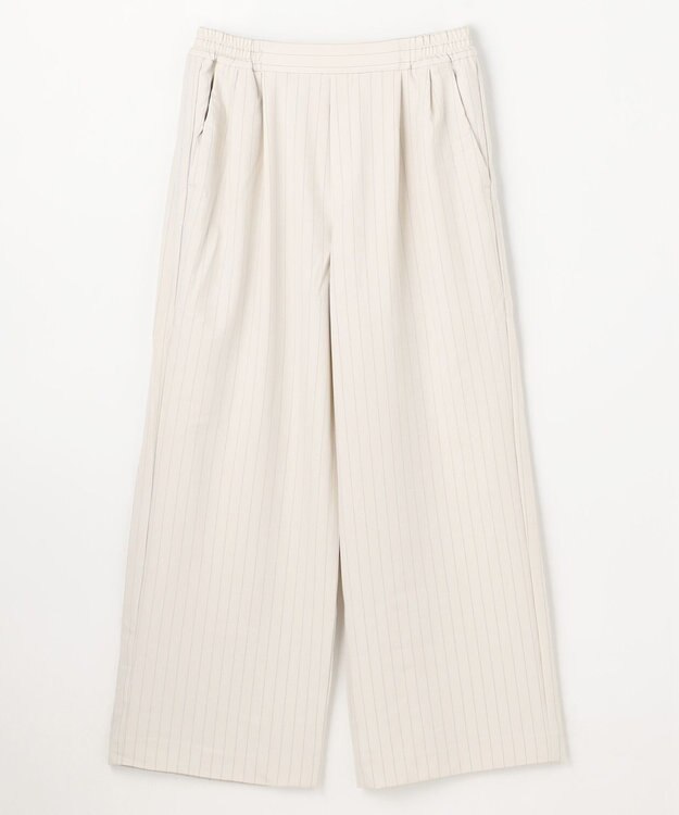 ANY イージーケアライトストレッチワイドパンツ エクリュストライプ