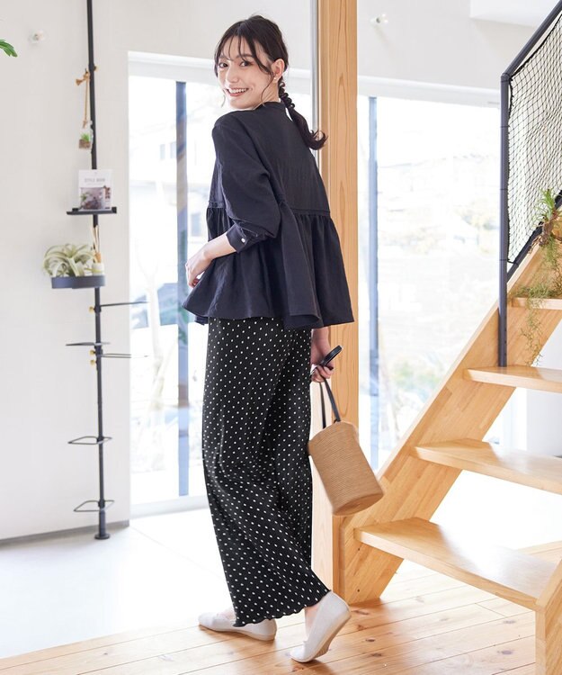 Tiaclasse 【新色追加・洗える】プリーツパンツ ブラックドット