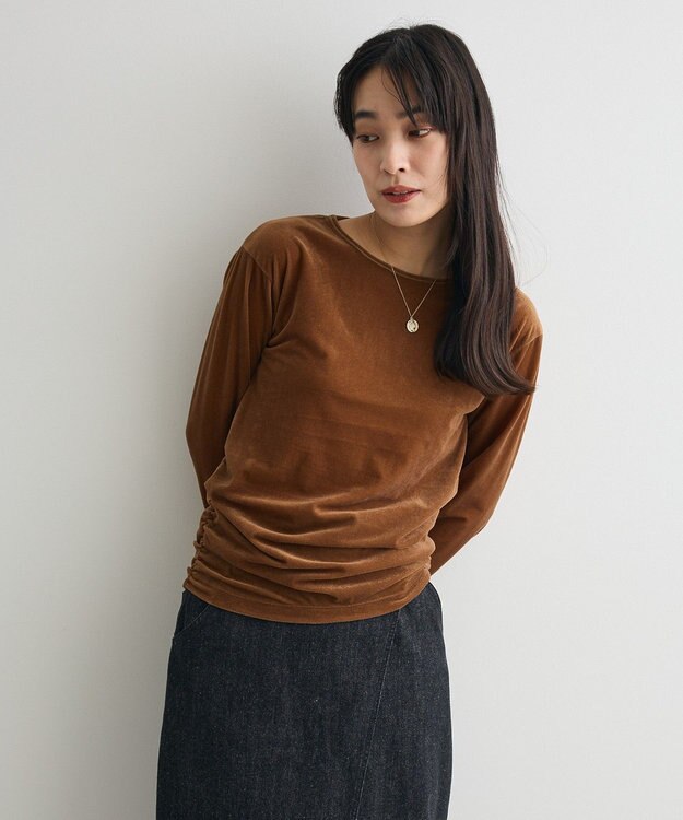 CRAFT STANDARD BOUTIQUE シアーベロアサイドギャザープルオーバー Brown