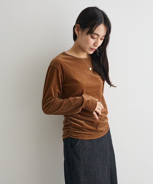 CRAFT STANDARD BOUTIQUE シアーベロアサイドギャザープルオーバー Brown