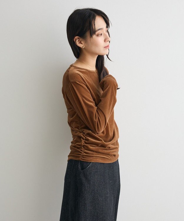 CRAFT STANDARD BOUTIQUE シアーベロアサイドギャザープルオーバー Brown