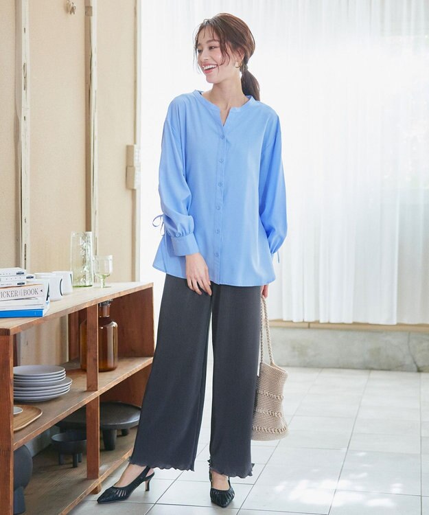 Tiaclasse 【新色追加・洗える】プリーツパンツ チャコールグレー