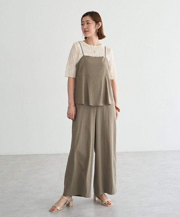 YECCA VECCA ドライタッチペプラムサロペット Dark Beige