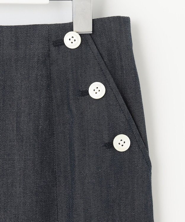 J.PRESS LADIES L 【洗える】 セルロースシャンブレー タイト ナロー スカート ネイビー系