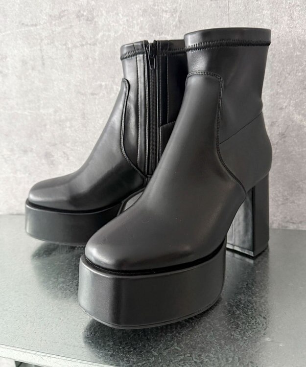 WEGO ストレッチヒールショートブーツ ブラック