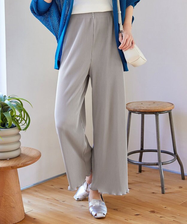 Tiaclasse 【新色追加・洗える】プリーツパンツ グレージュ