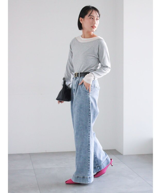 Te chichi ワイドデニムパンツ サックスブルー