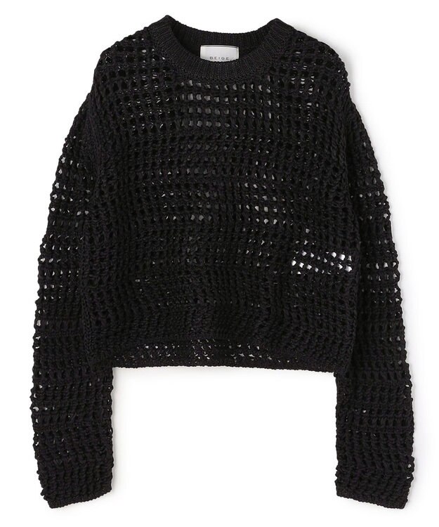BEIGE， UVITE / コットンメッシュクロップドニット Black