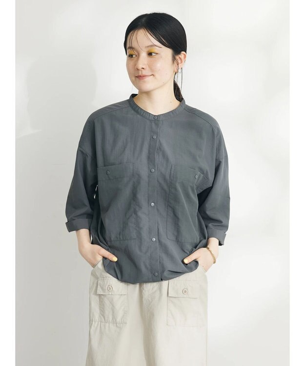 CRAFT STANDARD BOUTIQUE ＢＩＧポケットナイロンブラウス Charcoal Gray