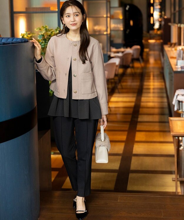 ANY SIS S スムースコンビペプラム カットソー ブラックドビー