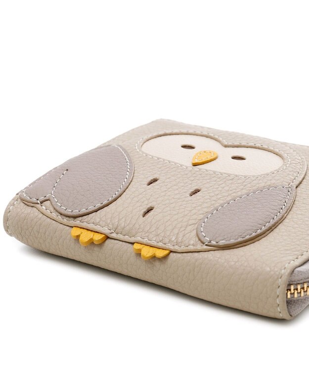 IBIZA アニマーダ　牛革　L字ファスナー財布（フクロウ） ライトグレー