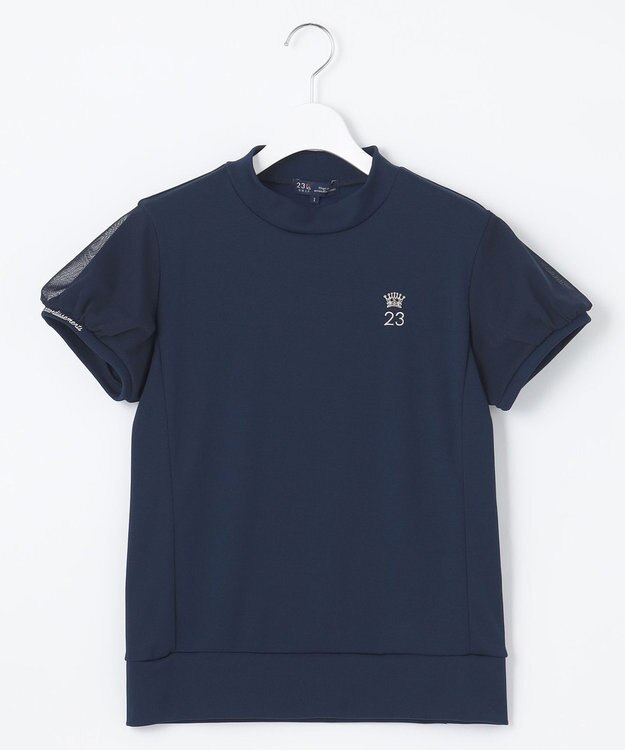 23区GOLF 【WOMEN】チュール袖 モックネックプルオーバー ネイビー系