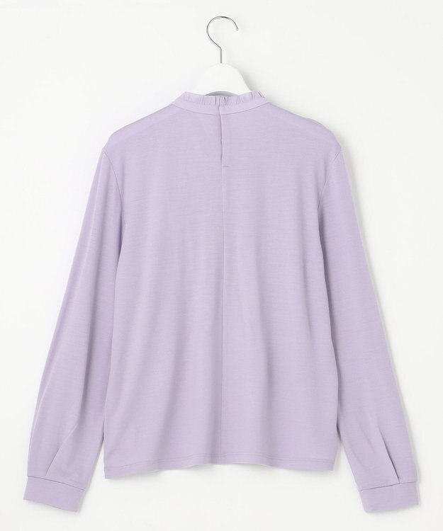 J.PRESS LADIES ウォッシャブルウール フリルネック カットソー ふじ色系