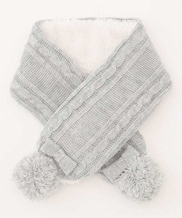 組曲 KIDS 【Fサイズ】ボアコンビ ニットマフラー グレー系