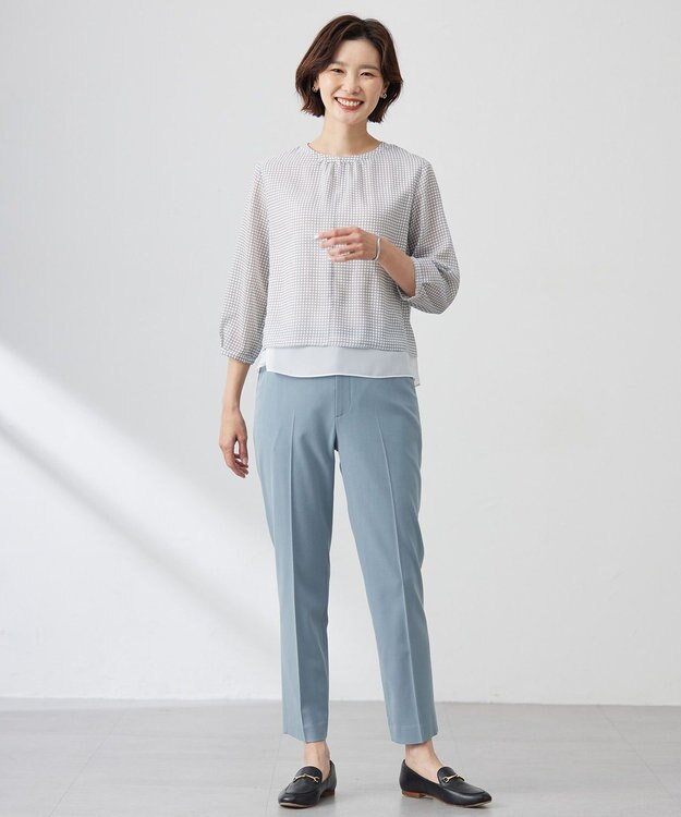 J.PRESS LADIES チェックプリント カットソー ホワイトベース系