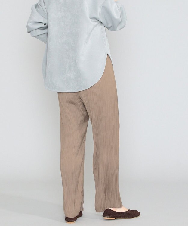 SHARE PARK LADIES 【洗える】アンティークサテンプリーツパンツ ダークブラウン系