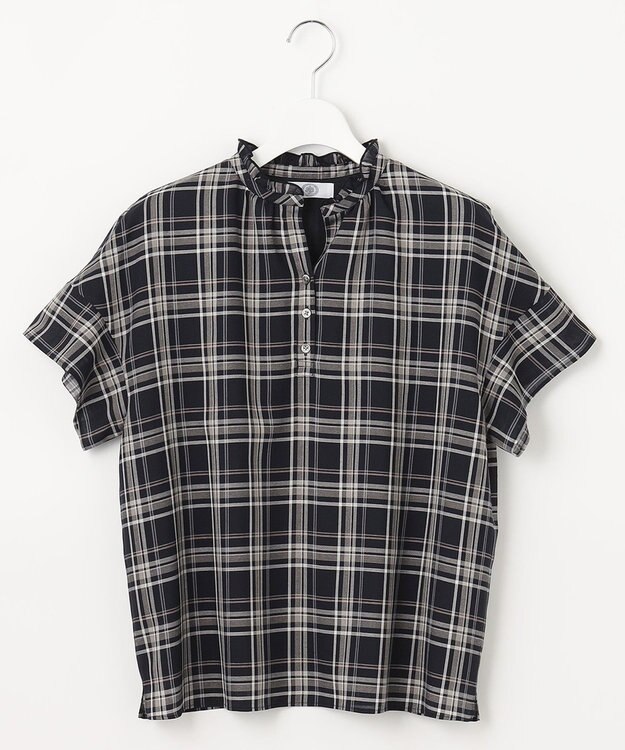 J.PRESS LADIES シアーストライプチェック カットソー ネイビー系3