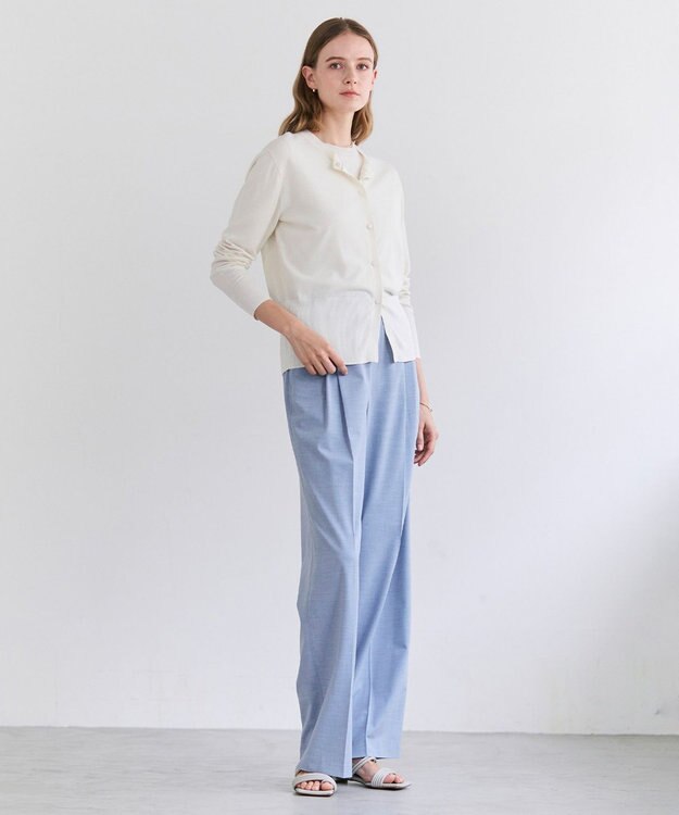 BEIGE， JULIE / コットンシルク クルーネックカーディガン Ecru